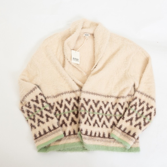 Southwestern vibe soft fuzzy shawl collar open style cardigan neutral L by a.n.a - Picture 10 of 12